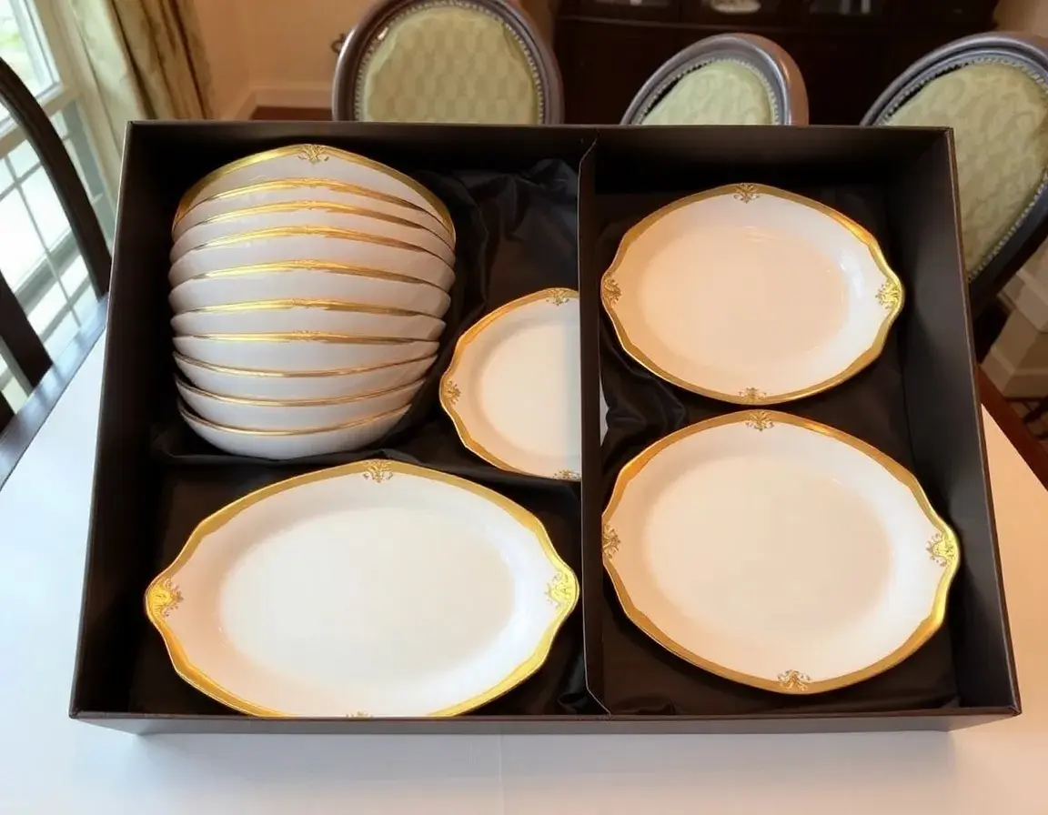 Set di Piatti da Portata con Bordo Dorato