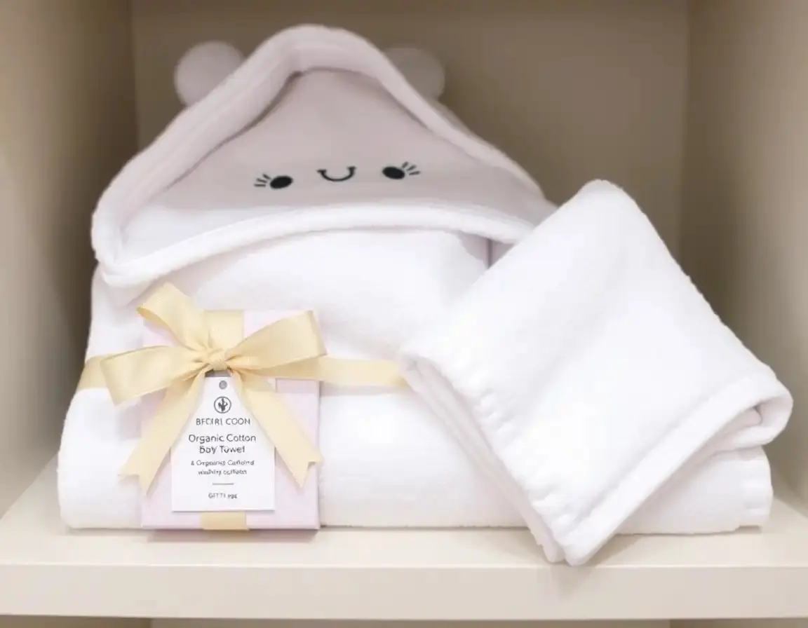 Set Asciugamano con Cappuccio in Cotone Organico