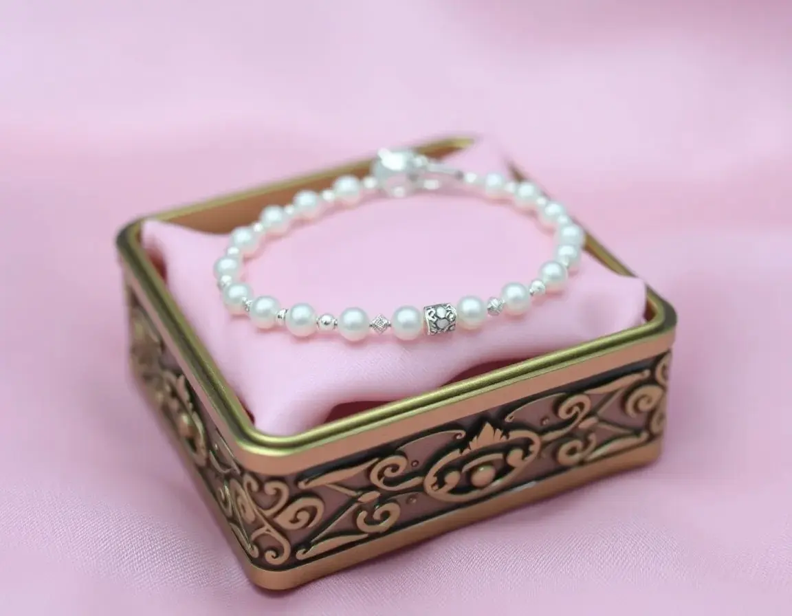 Braccialetto di Perle e Argento per Neonata