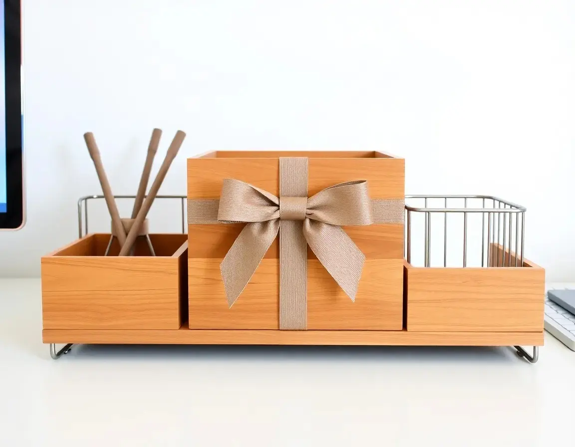 Set Organizer da Scrivania in Legno