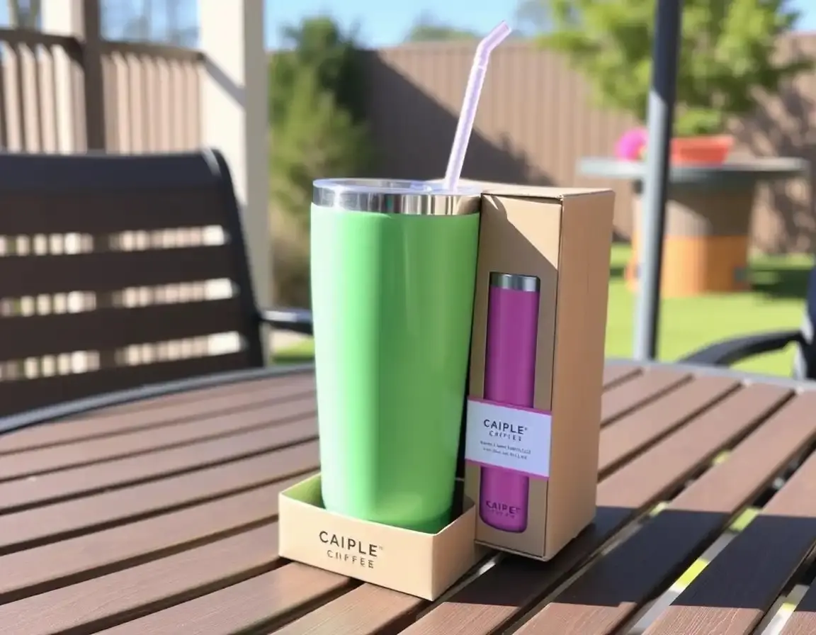 Bicchiere Termico Isolato con Cannuccia