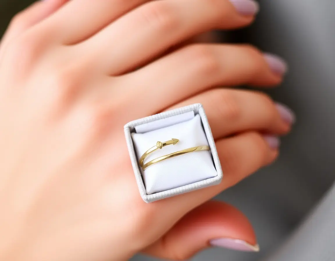 Set di Due Anelli Placcati Oro Coordinati