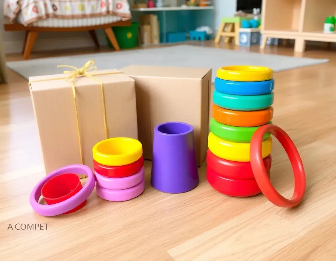 Set di anelli e tazze impilabili per bambina di un anno