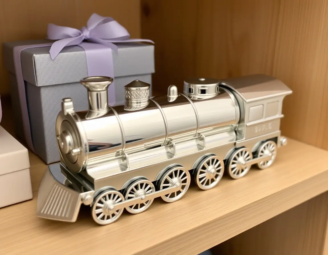 Silver-Plated Train Money Box
