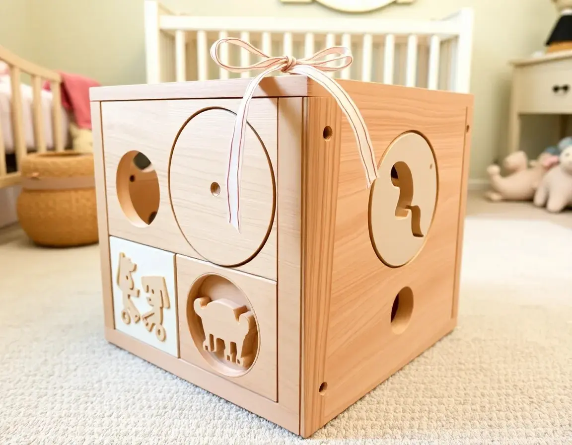 Cubo attività in legno stile Montessori