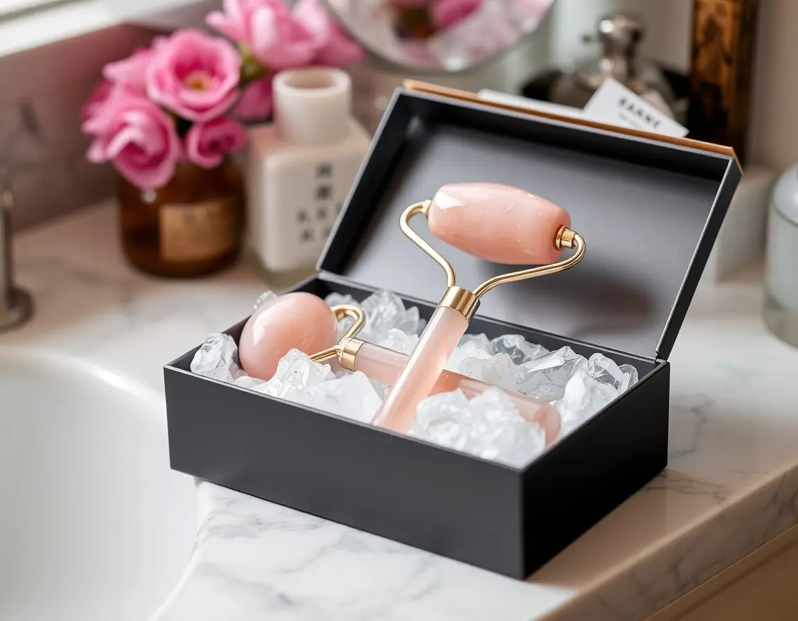 Rose Quartz Face Roller Set