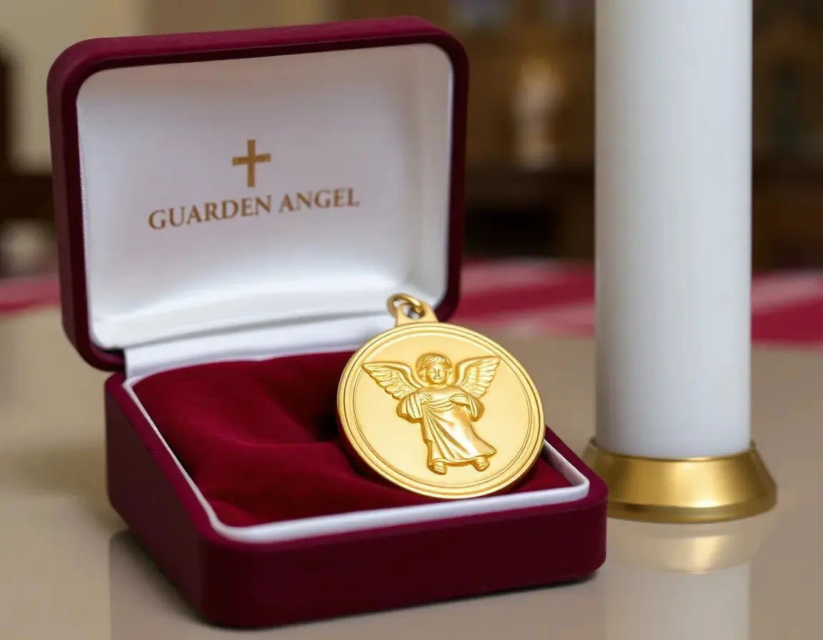 Medaglietta d'oro con Angelo Custode
