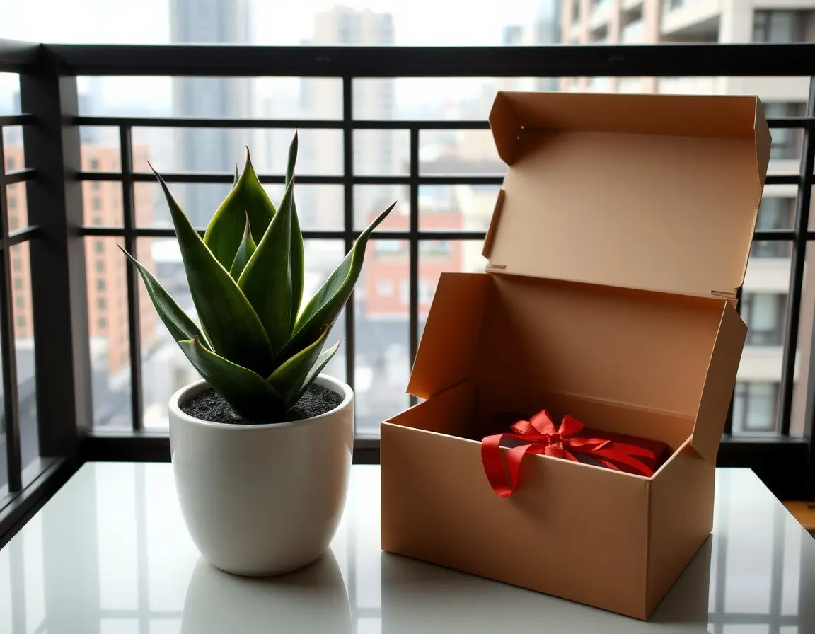 Pianta da interno con vaso di design