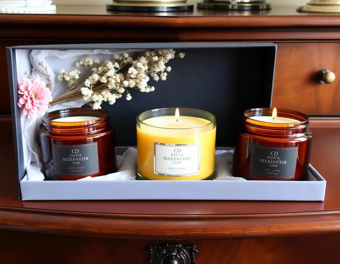 Set di candele profumate di lusso per un regalo premuroso.