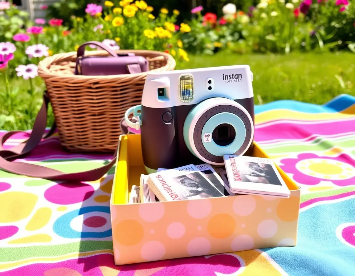 Fotocamera istantanea con pellicole, per un regalo divertente e creativo.