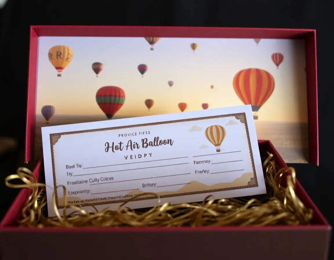 Voucher per un giro in mongolfiera come biglietto fisico