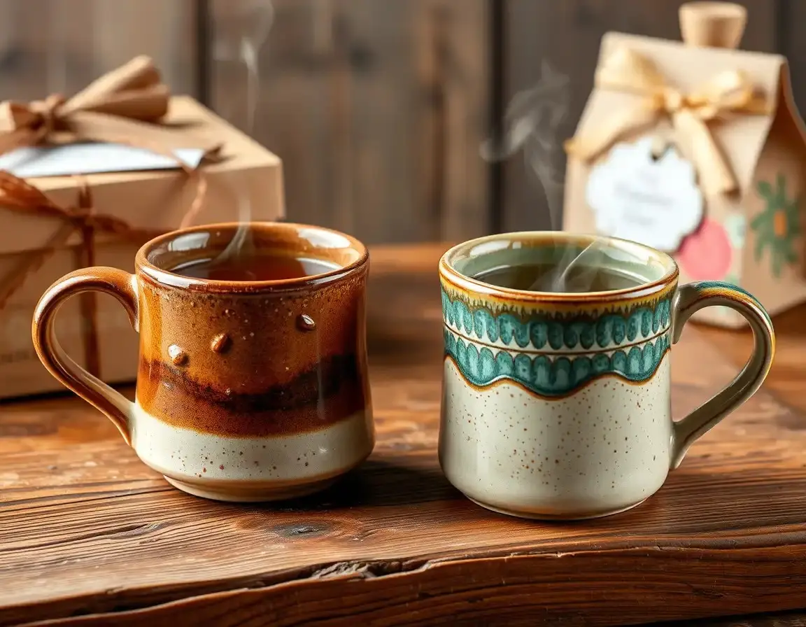 Set di Tazze in Ceramica Fatte a Mano