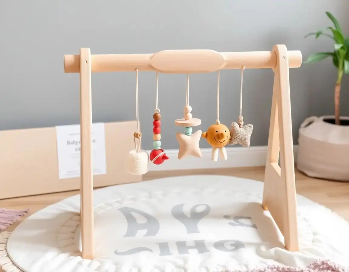 Ginnastica Neonato in Legno Wooden Baby Gym