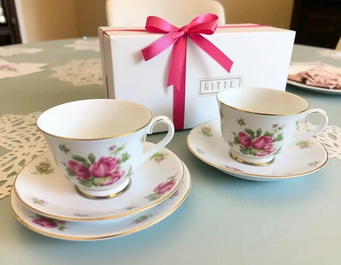 Set di Tazze e Piattini da Tè in Porcellana