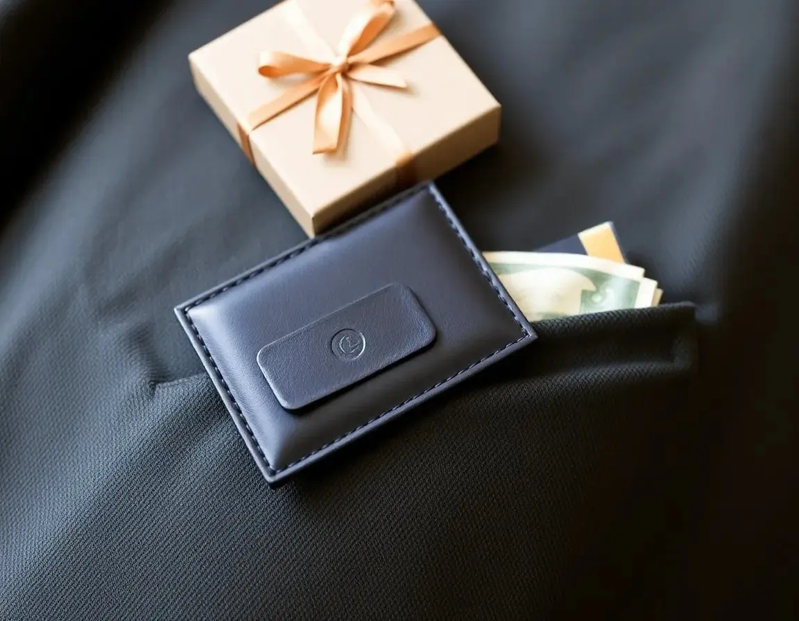 Portafoglio in Pelle RFID con Fermasoldi